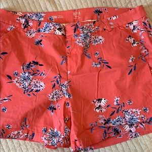 Coral and Blue floral shorts Plus Size 20W